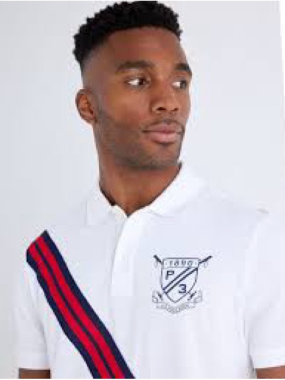 U.S. POLO ASSN. Rib Knit Sash Crest Pique Polo Shirt Medium Red White Blue